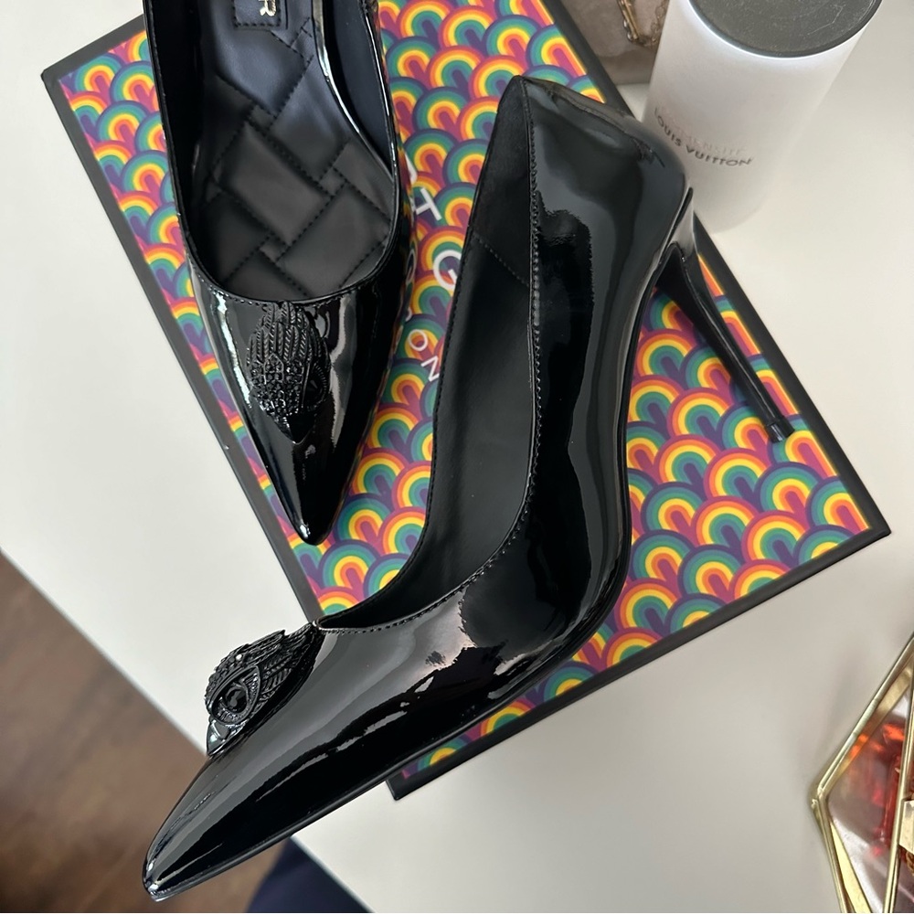 KURT GEIGER BLACK STILETTO PUMPS BELGRAVIA EAGLE COURT SIZE 8